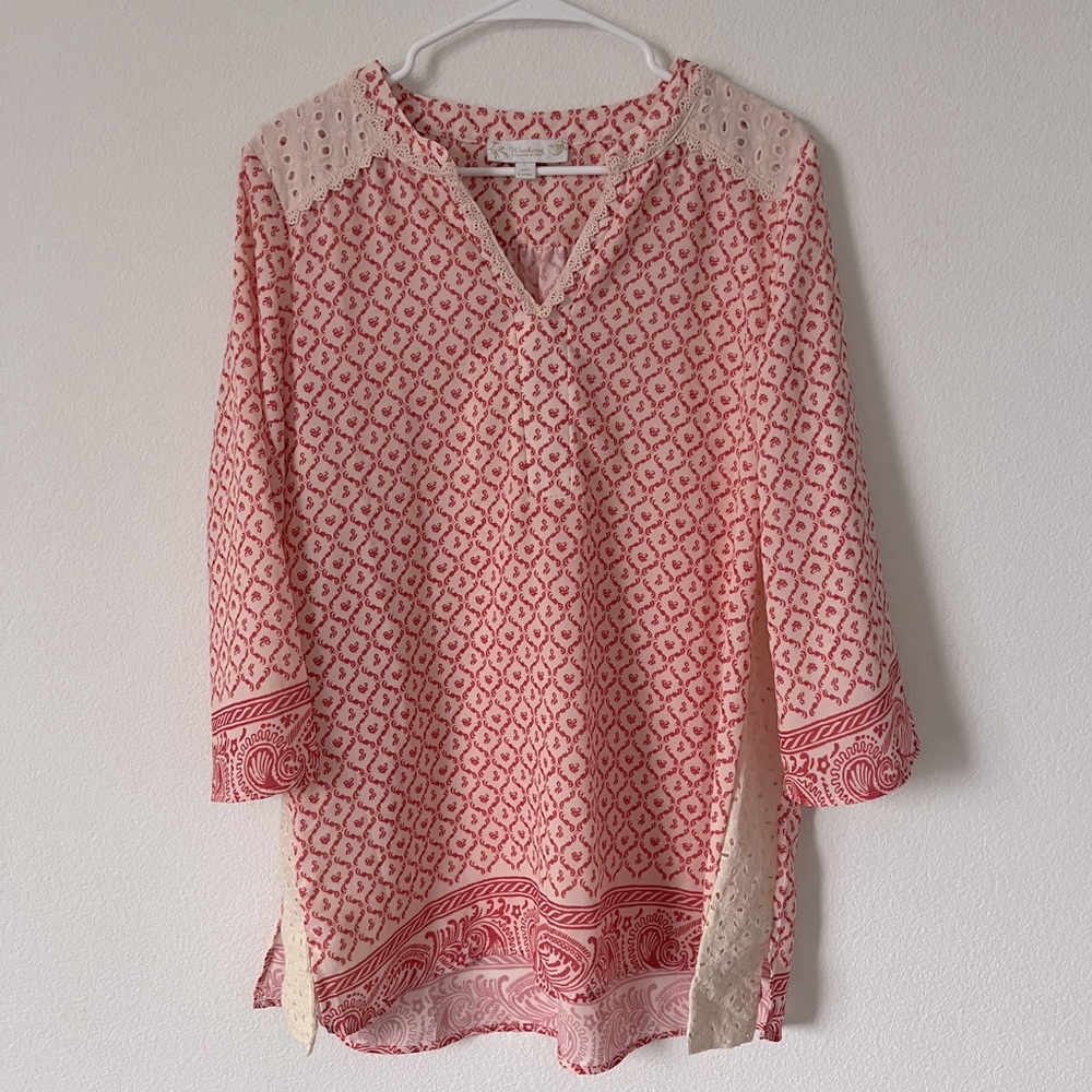 Weekend Suzanne Betro Boho Eyelet Top Women’s Size Large